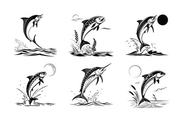 Duskwind Tilefish silhouette vector illustration