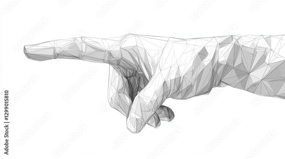 Aufkleber an abstract digital hand pointing, depicted with forefinger in polygons and lines. this vector low p