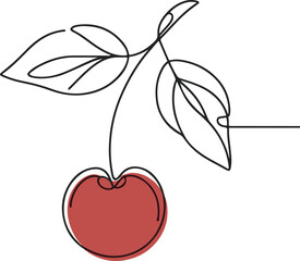Cherry Line Drawing – Beautiful Vector Illustration for Graphics