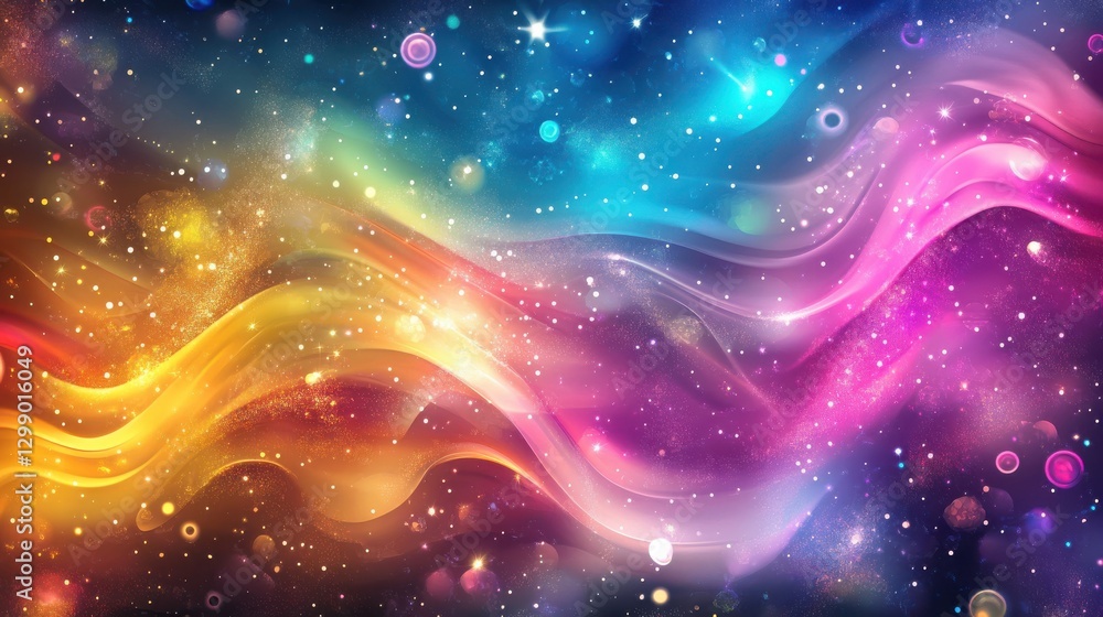 Poster abstract background with colorful waves and lights