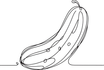 Minimalistic Line Drawing of Cucumber – Vector Art