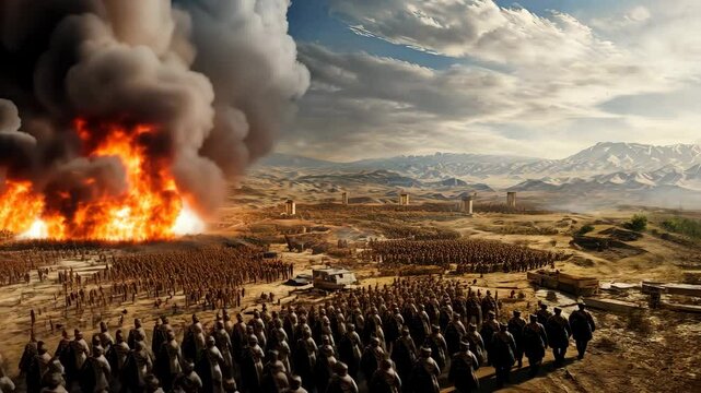 Scene of an ancient battle against enemies 4K