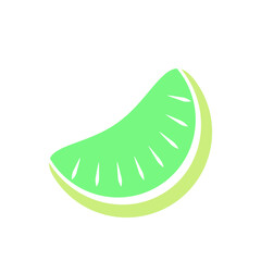 stylized green lime slice flat illustration