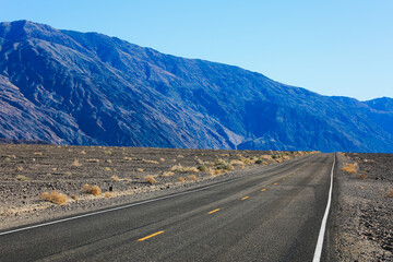 A long road in Death Valley, California.