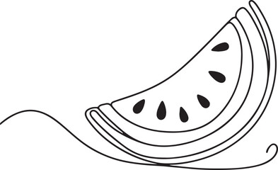 Minimalist Line Drawing of Watermelon. Fresh Vector Art Design