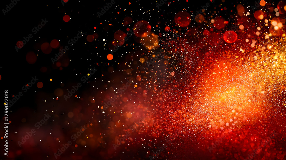 Poster abstract orange and red bokeh glitter particle light effect background