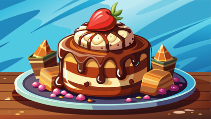 chocolate syrup and cake sweet dessert food