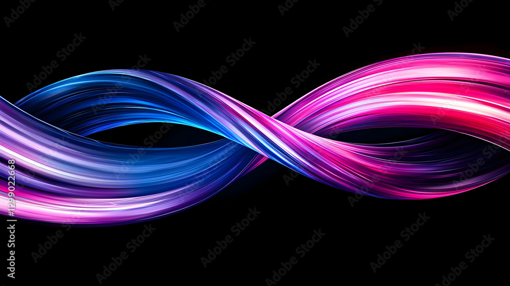 Poster abstract twisted color wave with gradient and dynamic motion on black background