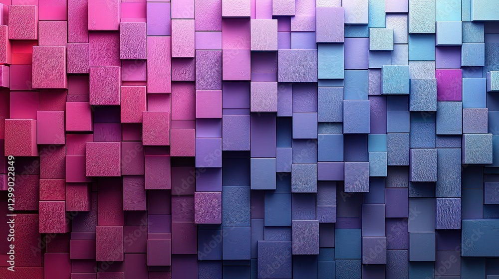 Poster abstract cubes background with colorful gradient design in pink and blue