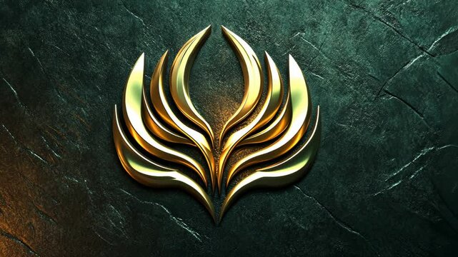 Golden Crest Emblem Animation, Stylish Metallic Badge Reveal on Stone