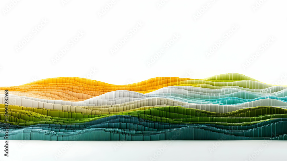 Poster Abstract Geometric 3D Rendering of Colorful Landscape in a Modern Style