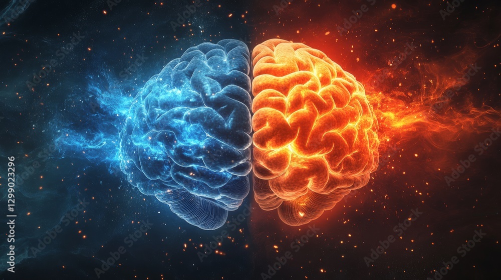 Poster the brain has creative and logical sides. the creative side is on the right and the logical side is 
