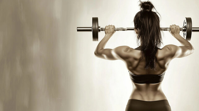 Woman lifting weights in a gym with modern fitness equipment