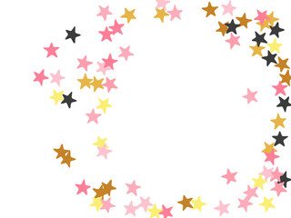 Fashionable black pink gold starburst vector backdrop. Little stardust spangles xmas decoration confetti. Party decor star burst pattern. Sparkle elements congratulations decor.