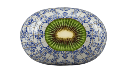  Decorative kiwi featuring a blue and white design