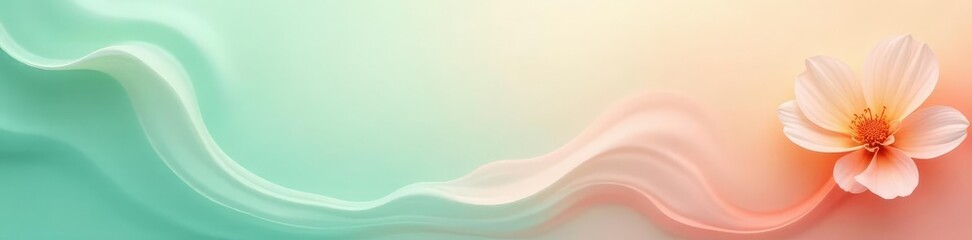 Obraz premium Swirling soft mint and peach hues on a gradient background, colors, floral