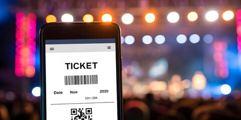 Summer Concert Concept. Your Digital Concert Pass Awaits! Secure your spot at the show with this mobile ticket. Get ready for an unforgettable night!
