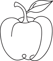 Bell Pepper Vector Art. Simple Line Illustration