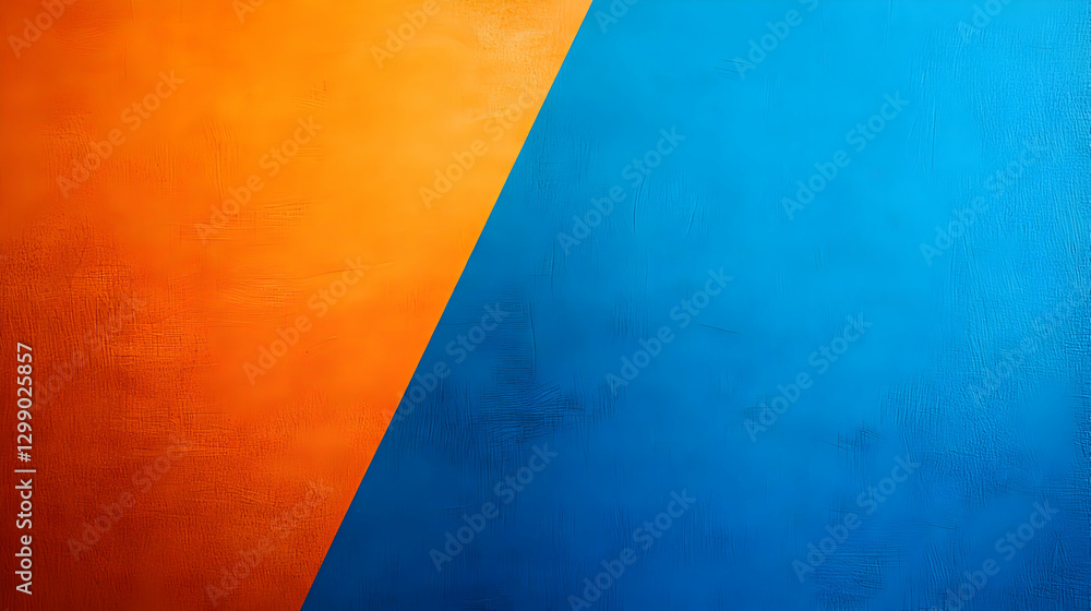 Poster abstract composition featuring diagonal split with orange and blue colors creating visual contrast