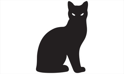 black cat on white background