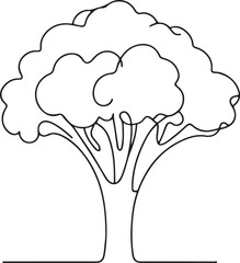 Elegant Line Drawing of Broccoli in Vector Art Style