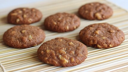 Delicious Homemade Oatmeal Cookies on Wooden Board