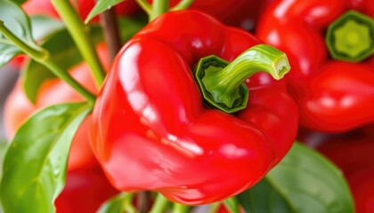 Vibrant red bell pepper, glossy skin, perfect shape, vibrant, healthy