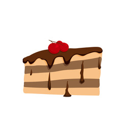 Cartoon piece of cake with berries