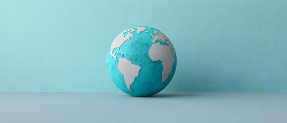 Vibrant Blue Earth Globe on Minimalist Background Perfect for Travel and Environmental Themes