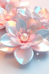 Fototapeta premium A stunning macro photograph of a luminous blue iris, accentuated by lively, undulating waves in a neon rainbow spectrum