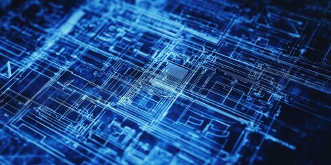 Obraz premium Detailed architectural plans showcased through a close-up of construction blueprints.