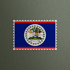 Obraz premium Post office stamp with the flag of Belize 3D Rendering