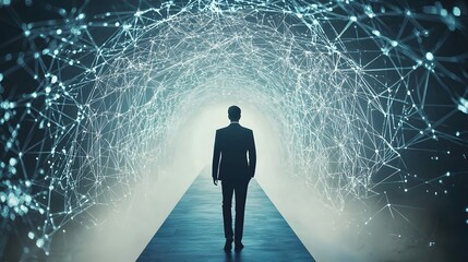 Futuristic Digital Tunnel Representing a Visionary Mindset and Forward Thinking Goals