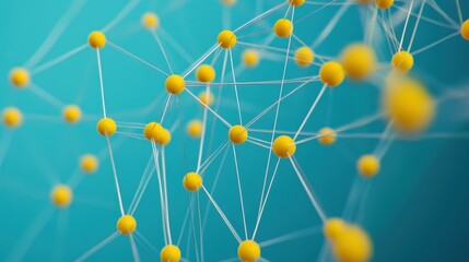 Yellow pins connected by wires forming a network with a blue background