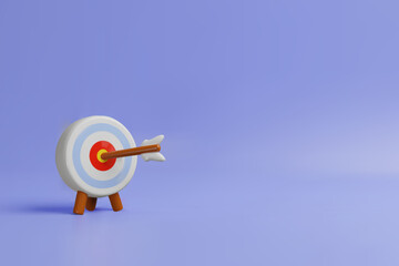 3d poster render target aim. Three-dimensional dart and arrow vector illustration. Success goal strategy for business and marketing. Sport competition. Bullseye accuracy challenge. icon infographic