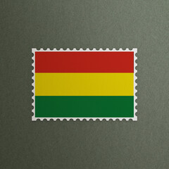 Post office stamp with the flag of Bolivia 3D Rendering