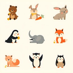 Fototapeta premium set of funny animals
