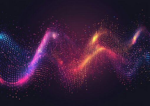 Against a dark backdrop, a futuristic blue waveform undulates, representing a high-definition digital audio file available for free download for creative projects