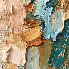 Expressive Acrylic Texture with Vibrant Brush Strokes and Impasto Details