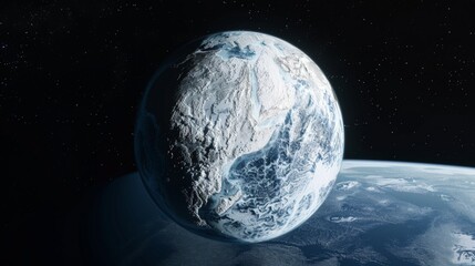 Fototapeta premium Earth with a detailed view of polar ice caps and their changes with