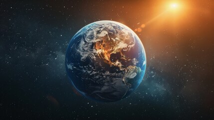 Obraz premium Earth with a focus on renewable energy sources and sustainability efforts with