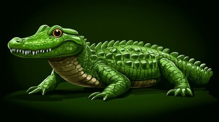 Fototapeta premium A contemporary and straightforward design featuring a stylized crocodile on a dark green backdrop, with a clean and artistic touch