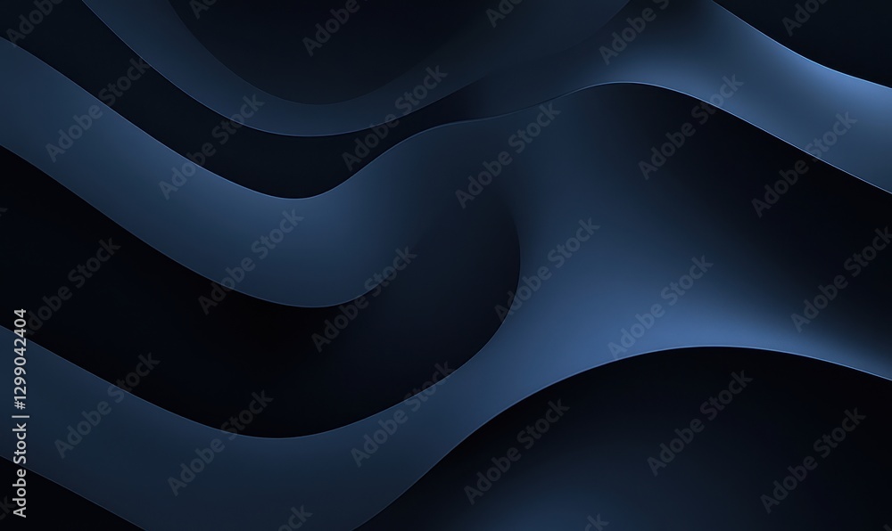 Poster smooth curved lines in dark blue and black abstract background for modern digital and graphic design