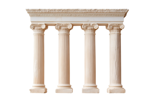 Four pillars of a building. ,on transparent background.