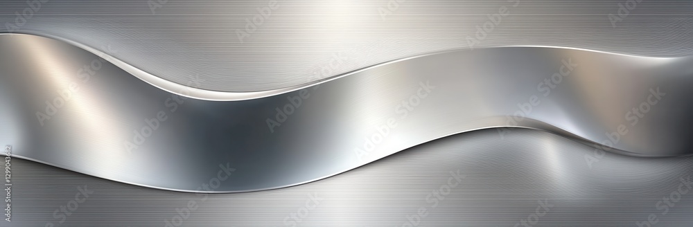 Aufkleber smooth silver metallic wave background with elegant curves and reflections for modern design project