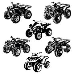 
set of black silhouettes of atvs