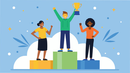 Modern Flat Style Business Success and Achievement Illustration on Transparent Background
