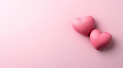 Two pink hearts on pink background, Valentine's Day card design