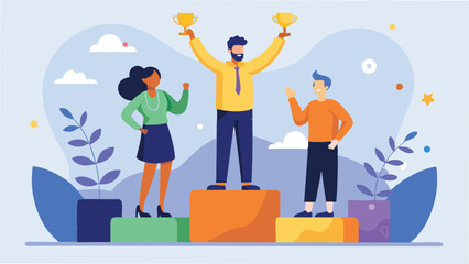 Modern Flat Style Business Success and Achievement Illustration on Transparent Background
