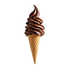 Delicious Chocolate Flavor Ice Cream Cone on Transparent Background for Sweet Designs